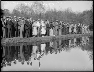 Spectators watching Gene Sarazen and Francis Ouimet in match at Weston Country Club
