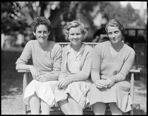 L-R: R. Vahey / D. Hunter / D. Richards - women star golfers at Kernwood Country Club, Salem