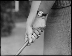 Virginia Bascom of Worcester - star golfer (close up of hands)