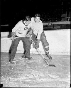 Bruins' Portland and Ross on ice