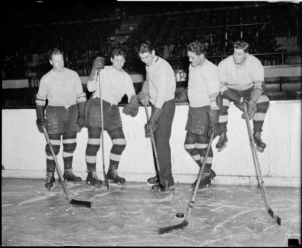 "Happy" Harnott, Blake, Hitchman, Besler and Riley, Cub's practice, 1935-1936