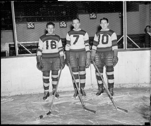 Phil Besler, Alex Motter, and Jerry Shannon of the Bruins, 1935-1936