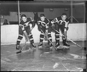 Peggy O'Neill, Bill Cowley, and Lorne Duguid of the Bruins, 1935-1936