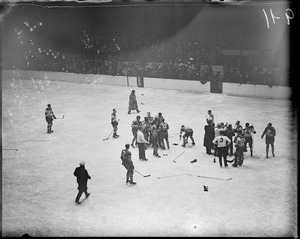 Scene on the ice, Shore-Bailey incident, Boston Garden