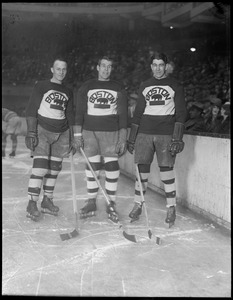 Eddie Shore, George Owen, and Lionel Hitchman of the Bruins, 1928-1929