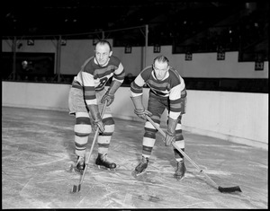 Eddie Shore poses with Bruins teammate