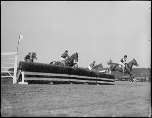 Steeplechase, Raceland. One of whole field. 3 of horse in lead.