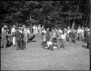 Rider takes a spill at Clyde Park, Country Club, Brookline