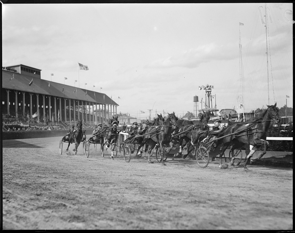 Atlantic Belle owned by W.J. McDonald on her way to winning first race at Brockton Fair, 2.24 trot, time 2.14 1/2