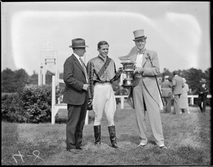 Jockey presented cup at Horseland Races, Framingham