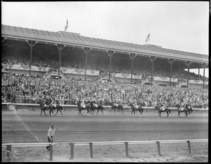 Horses led past grandstand, Rockingham, Salem, N.H.