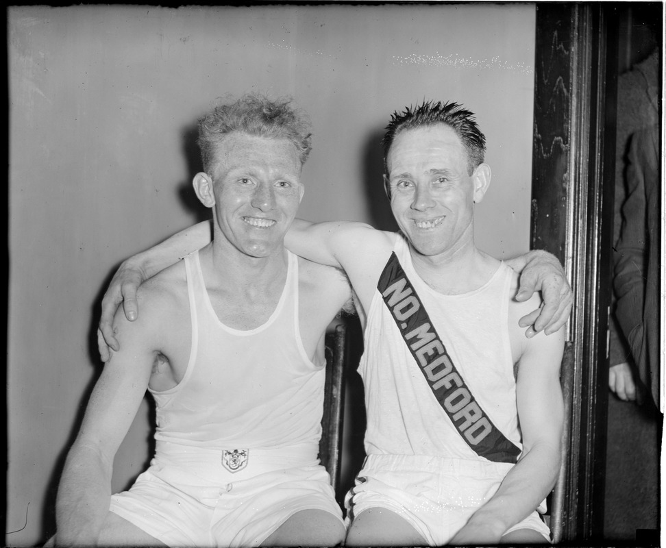 Paul de Bruyn, left, winner, and Jimmy Henigan, second, in B.A.A. Marathon