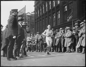 Jim Henigan finishes B.A.A. marathon in 2 hours 41 minutes 1 second.