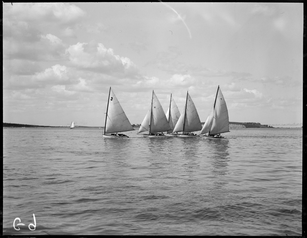 Quincy cat boats off Hough's neck