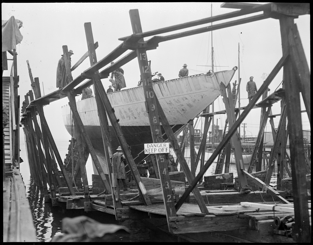 Racing yacht Yankee ready to launch at Lawley's in Neponset