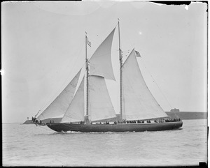 Fishing schooner Mayflower - cup defender Mayflower on her trial trip down the harbor