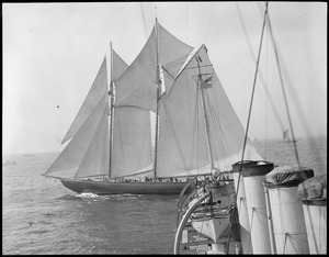 The Bluenose under sail off Gloucester
