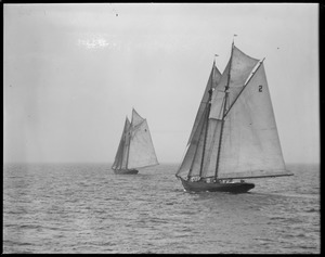 Fishing schooner Elsie (no. 4) vs. Gertrude L. Thebaud (no. 2) off Gloucester