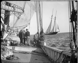 The fishing schooner Mayflower from the deck of the Elizabeth Howard