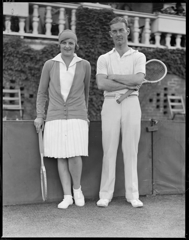 Miss Betty Nuthall of England and George Lott, Jr. of U.S. at Chestnut Hill