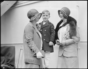 Mrs. George Wightman / Bill Wightman / Miss Sarah Palfrey on SS Scythia, Boston