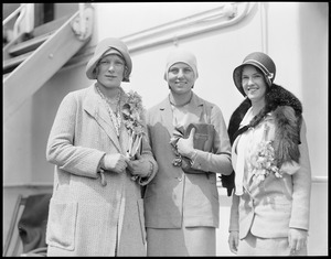 Left to Right: Miss Edith Cross, Miss Mary Greef, Miss Sarah Palfrey, Boston, on SS Scythia enroute to England
