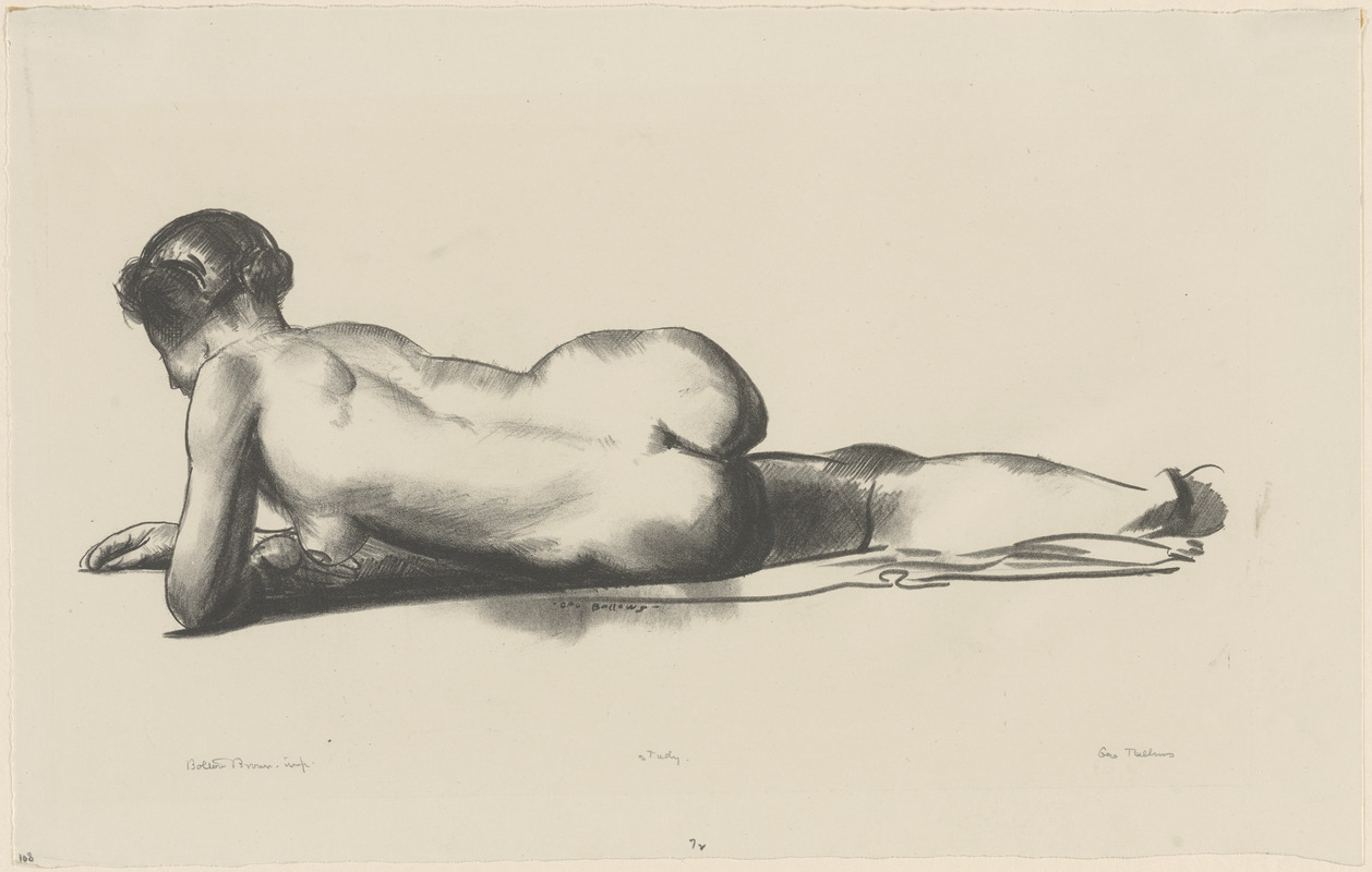 Nude study, woman lying prone (study)