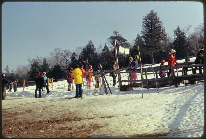 Boston area - Blue Hill ski slopes. 10 miles from center of Boston just across line into Milton - Great Blue Hill ski area maintained by Metropolitan District Commission, available by street car and bus from inner city