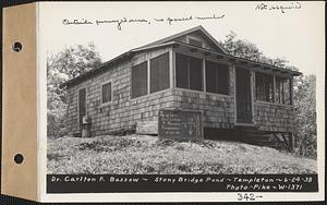 Dr. Carlton F. Bassow, camp (Stony Bridge Pond), Templeton, Mass., Jun. 24, 1938