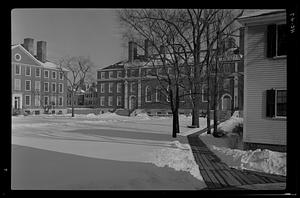 Radcliffe College in contrasting seasons, winter, Cambridge