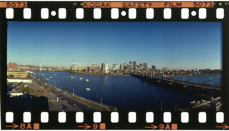 Red Line train crosses Longfellow Bridge, Boston