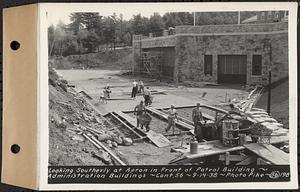 Contract No. 56, Administration Buildings, Main Dam, Belchertown, looking southerly at apron in front of patrol building, Belchertown, Mass., Sep. 14, 1938