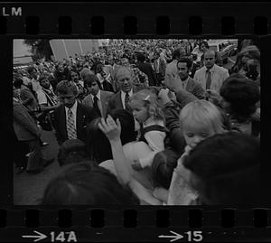 President Ford greeting crowd in Exeter, New Hampshire