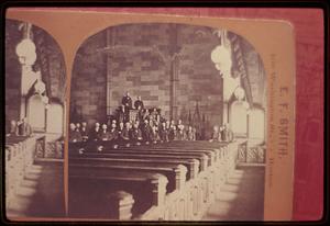 Interior Sacred Church (Unitarian) later First Methodist, Hanover Street Boston Episcopal Church, site of Seaman's House