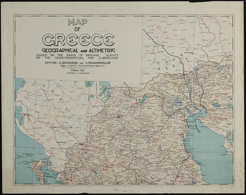 Map of Greece, geographical and altimetric