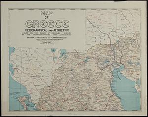 Map of Greece, geographical and altimetric