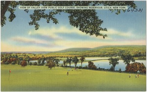 View of Valley View Public Golf Course, showing reservoir, Utica, New York