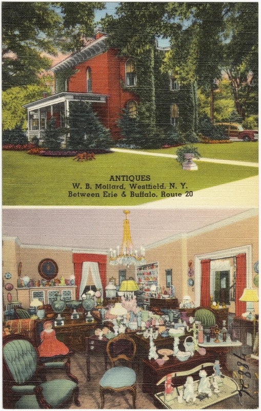Antiques, W. B. Mollard, Westfield, N. Y. Between Erie & Buffalo, Route 20