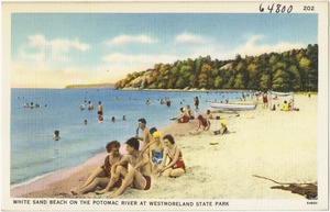 White sand beach on the Potomac River at Westmoreland State park