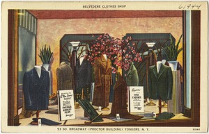 Belvedere Clothes Shop, 53 So. Broadway (Proctor Building) Yonkers, N. Y.