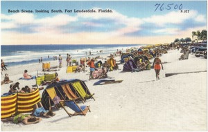 Beach scene, looking south, Fort Lauderdale, Florida