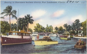 Boating in downtown business district, Fort Lauderdale, Florida