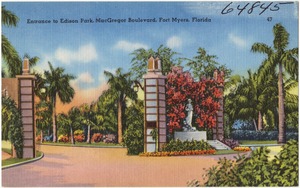 Entrance to Edison Park, MacGregor Boulevard, Fort Myers, Florida