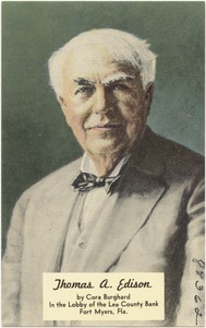 Thomas A. Edison by Cora Burghard in the lobby of the Lee County Bank, Fort Myers, Fla.