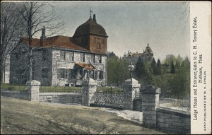 Lodge house and entrance gates to C. H. Tenney Estate, Methuen, Mass.