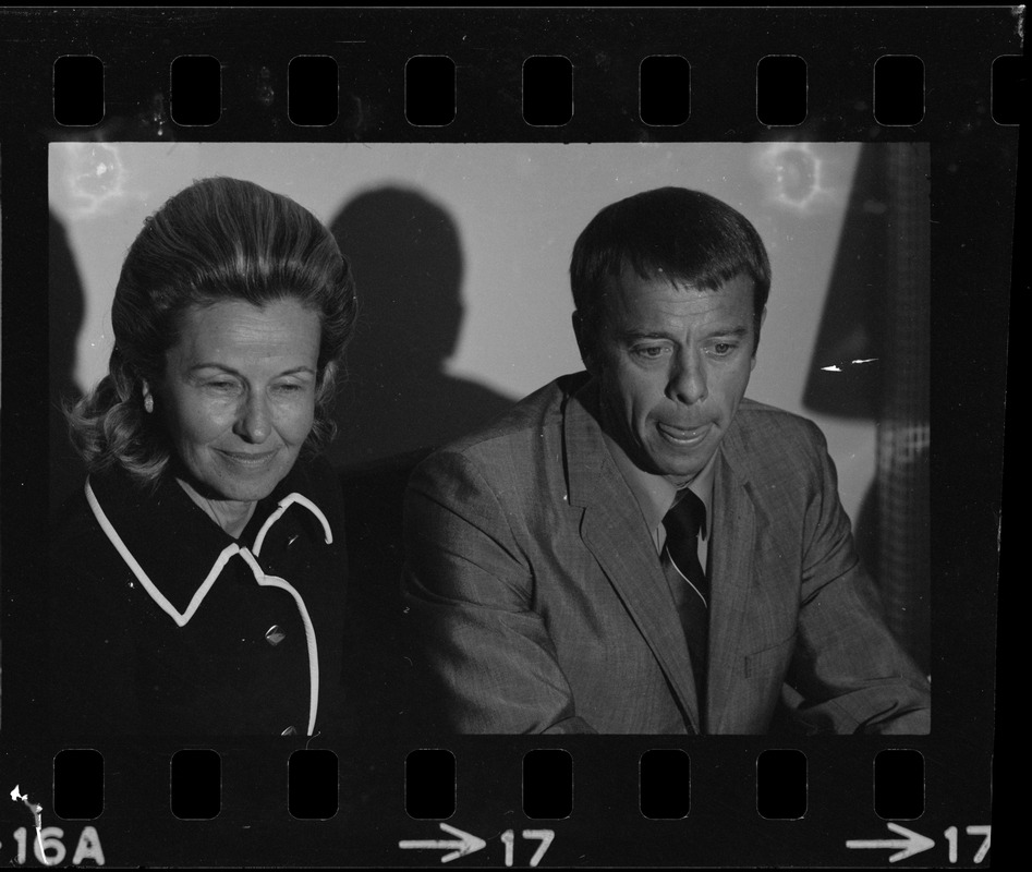 Astronaut Alan B. Shepard and his wife Louise at Logan Airport for press interview