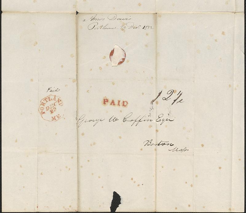 Amos Davis to George Coffin, 29 December 1832