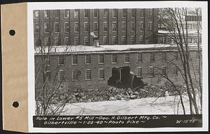 Hole in lower #5 mill, George H. Gilbert Manufacturing Co., Gilbertville, Hardwick, Mass., Jan. 22, 1940