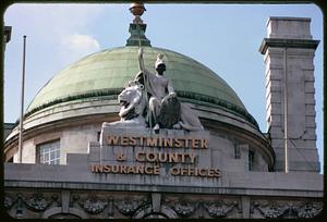 Dome and sculpture of Britannia, County Fire Office, City of Westminster, London