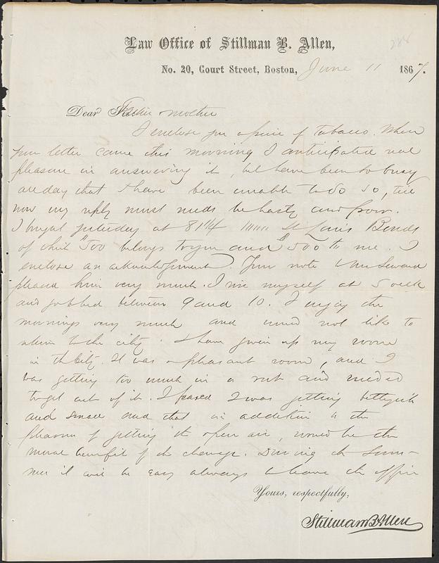 Letter from John D. Long to Zadoc Long and Julia D. Long, June 11, 1867